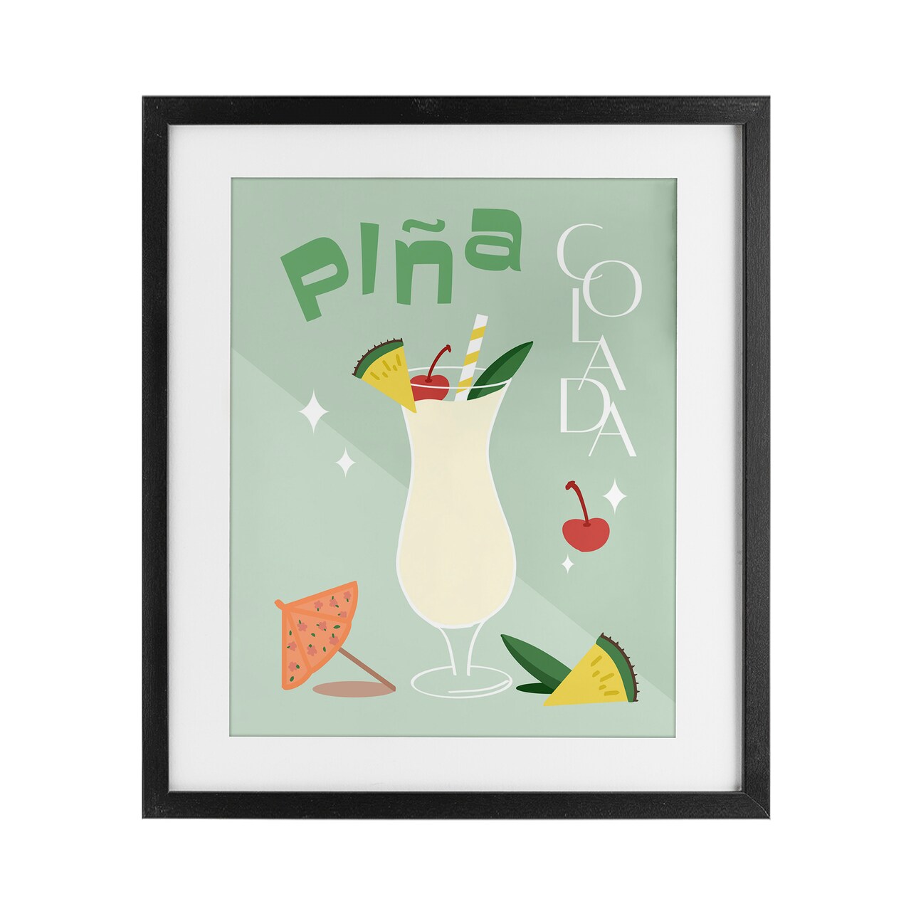 Stupell Industries Pina Colada Minimalism Framed Print Under Glass, design by ANNA QUACH